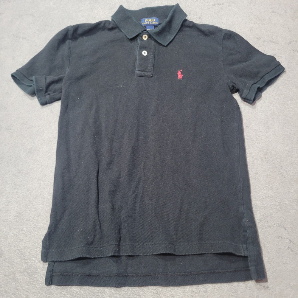 Polo Ralph‎ Lauren Polo Shirt Boys Black Short Sleeve Red Pony Classic Preppy